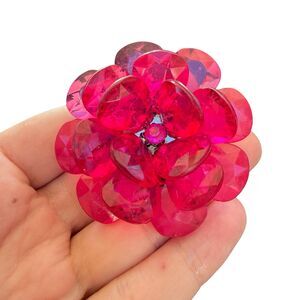 Vintage Jewelry Gorgeous Pink Flower Brooch Fuschia Flower